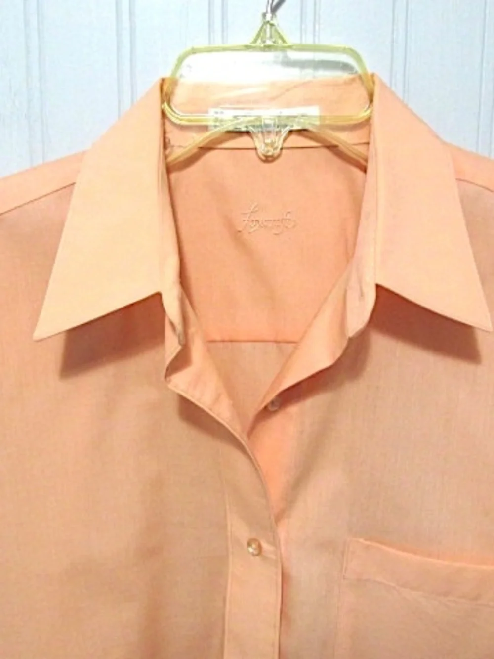Foxcroft Peach Cotton Blend Dress Shirt, Size 6